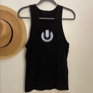 ULTRA FEATIVAL | Black Tank Top Sleeveless with ULTRA Logo Graphic Size Medium
